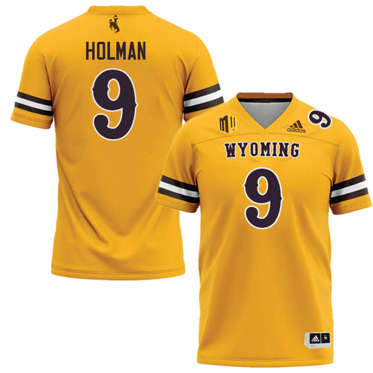 #9 Jackson Holman Wyoming Cowboys Jersey College Football Uniforms,Gears,Jerseys-Gold